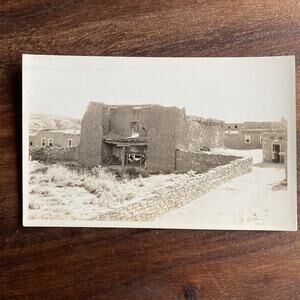 Vintage Old Mission Church Zuni Indian Mexico B&W RPPC Mullarky Photo Post Card